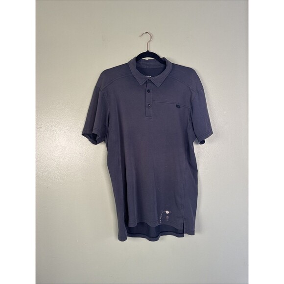 BLEACH FLAW! Arc'teryx Captive Polo Shirt Blue Large Performance‎ Lightweight - Picture 1 of 9